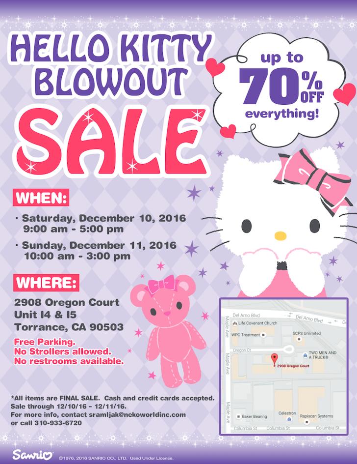 hello kitty blowout sale los angeles december 2016 flyers merchandise blowout sale
