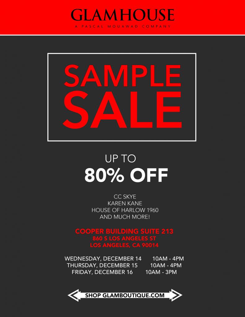 Glam House Multibrand Sample Sale, Los Angeles, December 2016