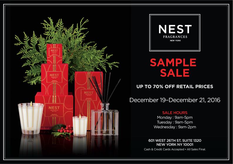 NEST Fragrances Sample Sale, New York, December 2016